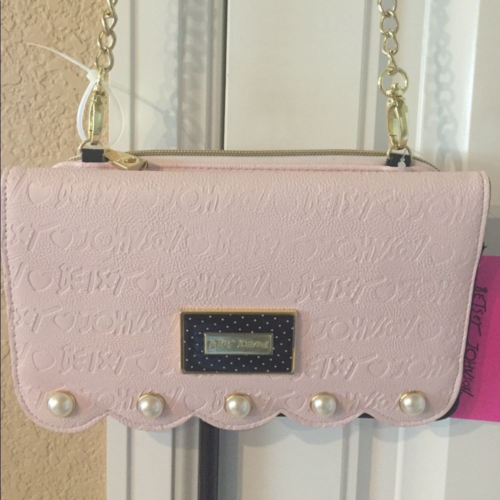 BETSEY JOHNSON DBL ENTRY WALLET CROSS BODY